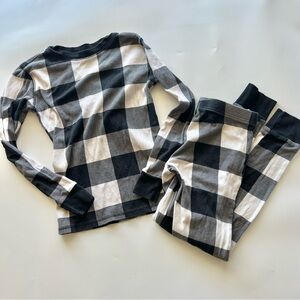 Boys Girls Large 10 Old Navy Black and White Plaid Pajamas Set